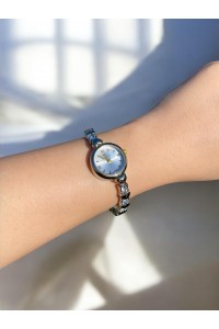 Yuvarlak Kadranlı Silver İnce Kalpli Kordonlu Kadın Vintage Saat-16