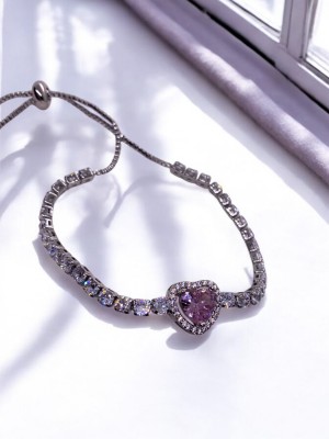 Çelik Gold Asansörlü Pembe Kalpli Pandora Bileklik