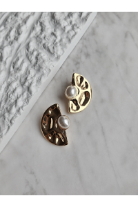 Vip İncili Yelpaze Yarım Daire Küpe- 2