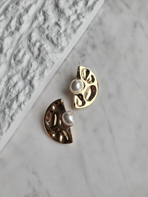 Vip İncili Yelpaze Yarım Daire Küpe- 2