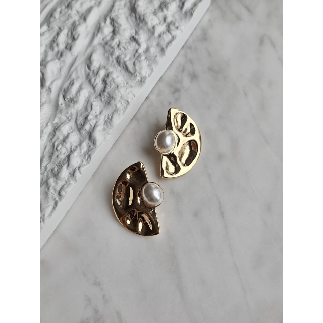 Vip İncili Yelpaze Yarım Daire Küpe- 2