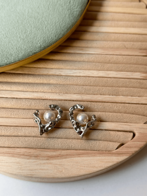 İnci Detaylı Gümüş Vintage Küpe