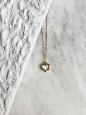 Çelik Vintage Beyaz Kalp Kolye