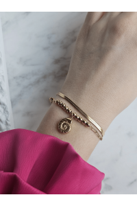 Deniz Kabuğu Detaylı İki Sıra Çelik Bileklik