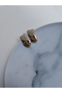 Vip Gold Taşlı Kalp Küpe