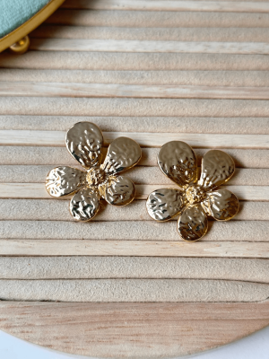 Çiçek Desenli Büyük Küpe