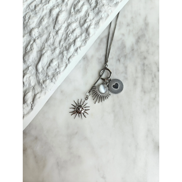 Çelik Gümüş Charm Kolye Çelik Gümüş Charm Kolye