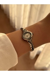 Kadın İnce Kordonlu Vintage Metal Kasa Gümüş Minimal Kol Saati 18