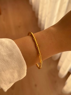 Gold Kemik Çelik Kelepçe Bileklik