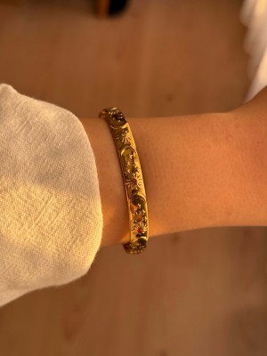 Renkli Taşlı Güneş ve Ay Motif Çelik Bileklik