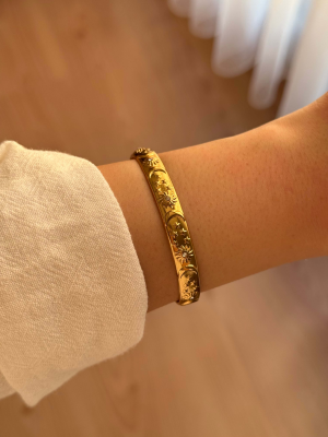 Beyaz Taşlı Güneş ve Ay Motifli Bileklik