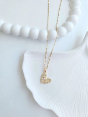 Çelik Gold Kalp Kadın Kolye - Golden Heart