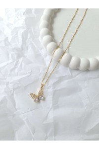 Çelik Gold Taşlı Kelebek Kadın Kolye Çelik Gold Taşlı Kelebek Kadın Kolye