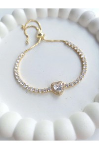 Çelik Gold Asansörlü Kalpli Kadın Bileklik