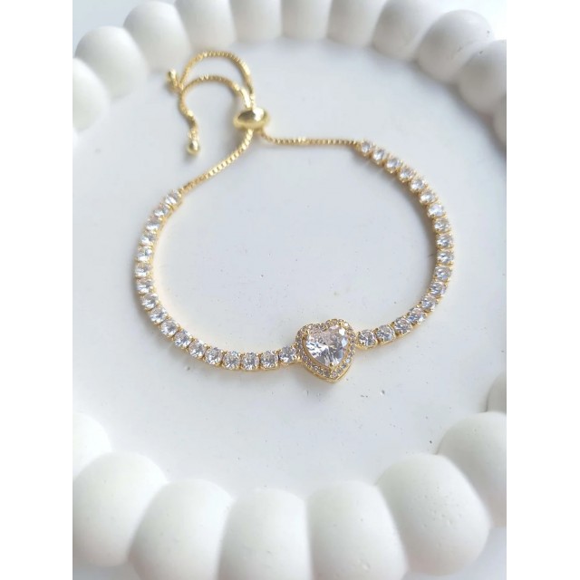 Çelik Gold Asansörlü Kalpli Kadın Bileklik