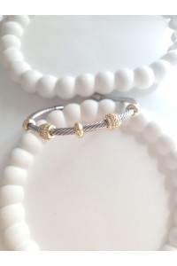 Çelik Gümüş Taşlı Kadın Kelepçe Bileklik