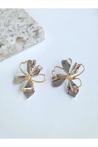 Vip Çift Renkli Çiçek Kadın Küpe