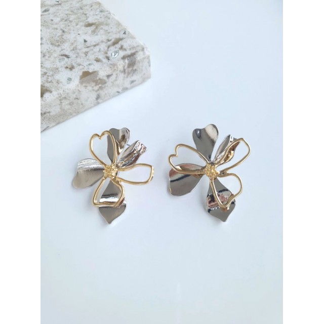 Vip Çift Renkli Çiçek Kadın Küpe