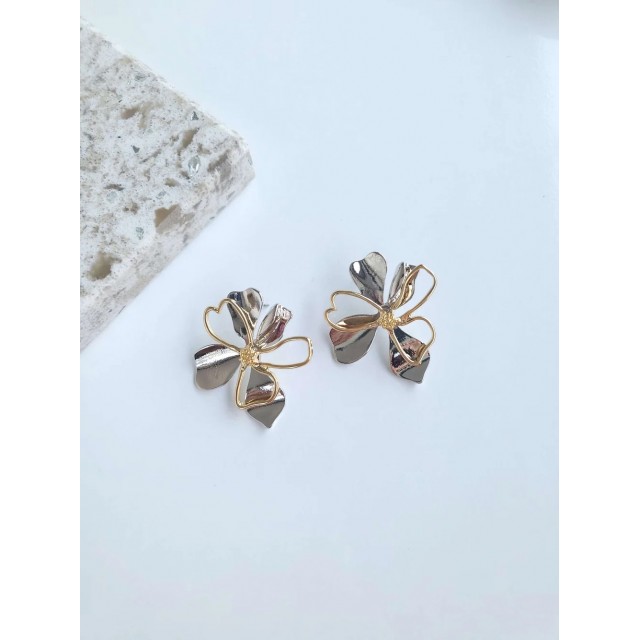 Vip Çift Renkli Çiçek Kadın Küpe