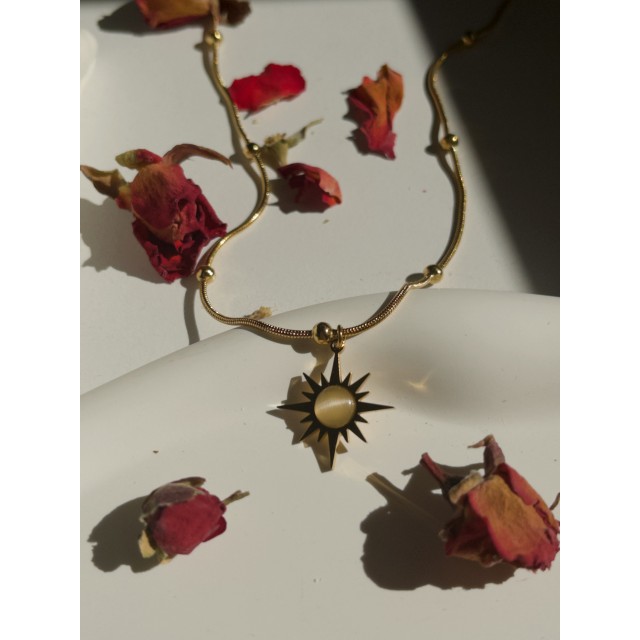 Çelik Altın Yıldızlı Kadın Kolye Guiding Star- Gold