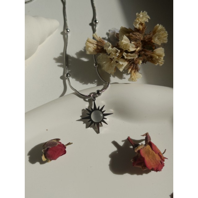 Çelik Gümüş Yıldızlı Kadın Kolye Guiding Star- Silver