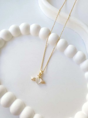 Çelik Gold Kanatlı Kalp Kadın Kolye