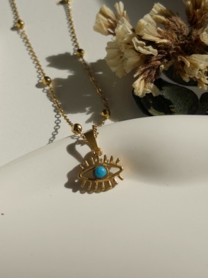 Çelik Göz Figürlü Kadın Kolye Altın Ocean Eye - Gold