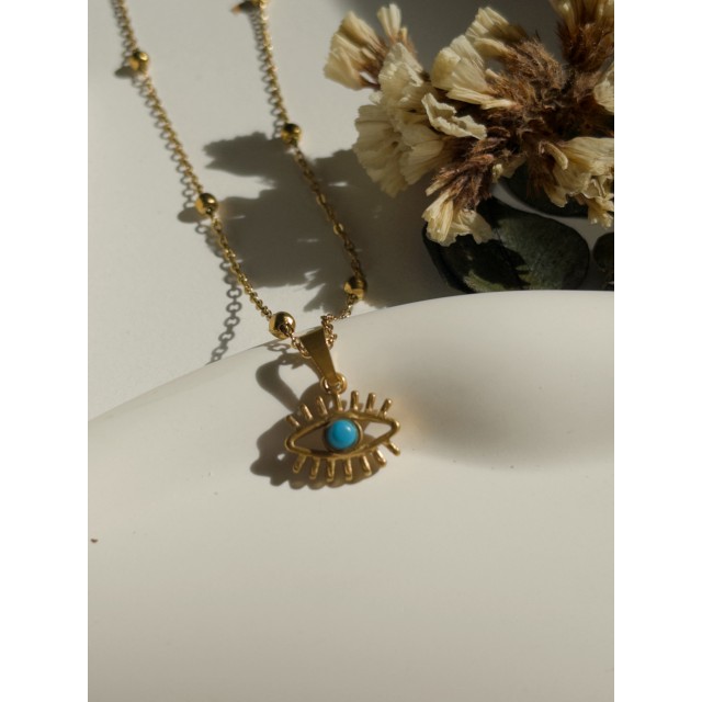 Çelik Göz Figürlü Kadın Kolye Altın Ocean Eye - Gold