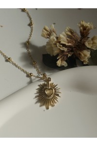 Çelik Kalp Figürlü Kadın Kolye Heart Beat - Gold