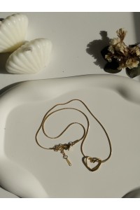 Çelik Kalp Figürlü Basic Kadın Kolye Altın Love Harmony - Gold