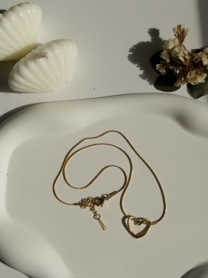 Çelik Kalp Figürlü Basic Kadın Kolye Altın Love Harmony - Gold