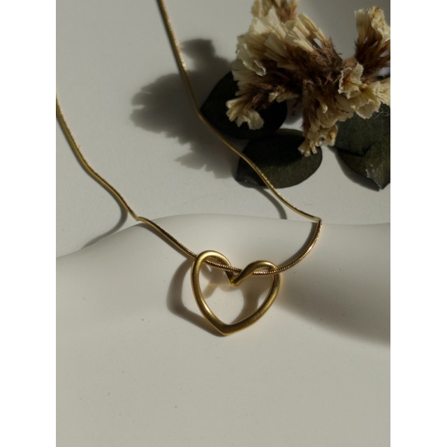 Çelik Kalp Figürlü Basic Kadın Kolye Altın Love Harmony - Gold
