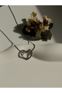 Çelik Kalp Figürlü Basic Kadın Kolye Gümüş Love Harmony - Silver