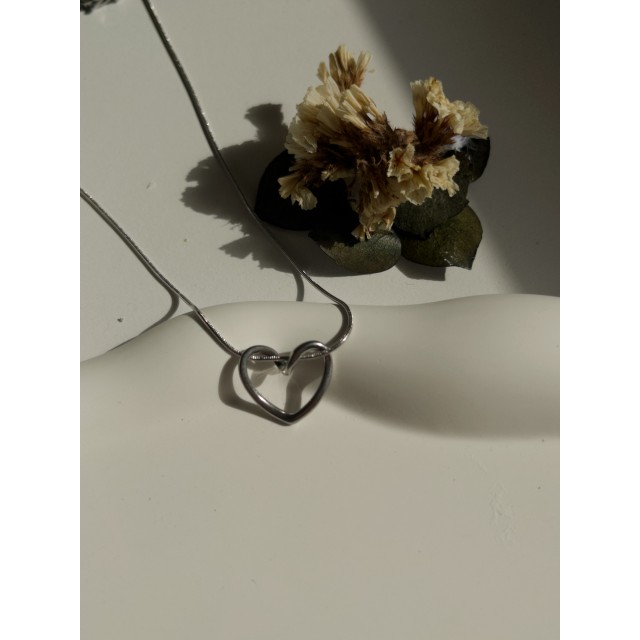 Çelik Kalp Figürlü Basic Kadın Kolye Gümüş Love Harmony - Silver