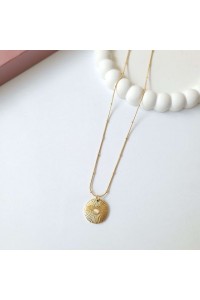 Çelik Gold Yuvarlak Antik Kadın Kolye