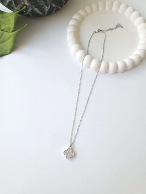 Çelik Silver Taşlı Van Cleef Model Kadın Kolye Çelik Silver Taşlı Van Cleef Model Kadın Kolye