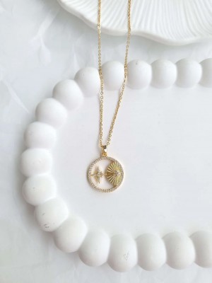 Çelik Gold Yuvarlak Taşlı Kadın Kolye