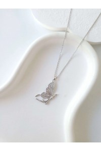 Çelik Silver Butterfly Kadın Kolye
