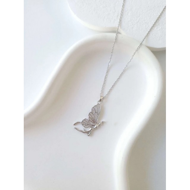 Çelik Silver Butterfly Kadın Kolye