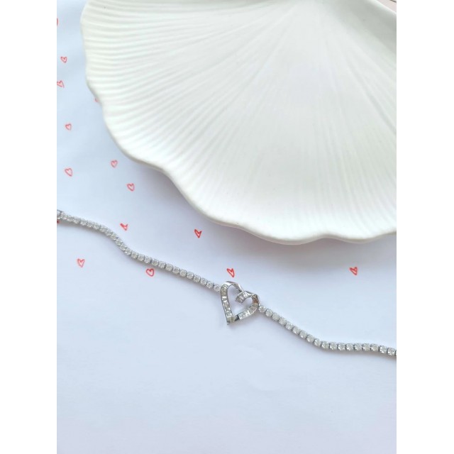 Çelik Silver Kalpli Su Yolu Bileklik Çelik Silver Kalpli Su Yolu Bileklik