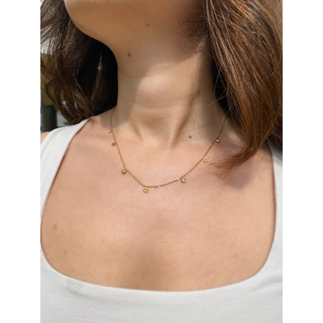 Çelik Minik Güneş Figürlü Zarif Charmlı Kadın Kolye