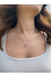 Çelik Gold Kalp Detaylı Halka Kadın Kolye