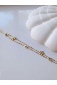 Çelik Gold 2'li Yıldız Bileklik Çelik Gold 2'li Yıldız Bileklik