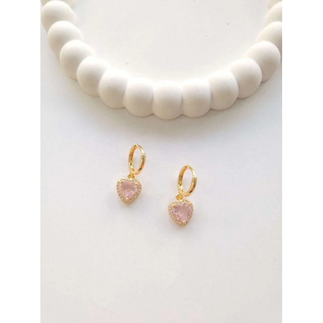 Çelik Gold Pembe Kalpli Küpe Çelik Gold Pembe Kalpli Küpe