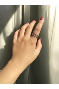 İki Sıra Gümüş Kaplama Kadın Zarif Yüzük