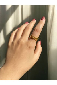 Taşlı Altın Kaplama Zarif Kadın Yüzük