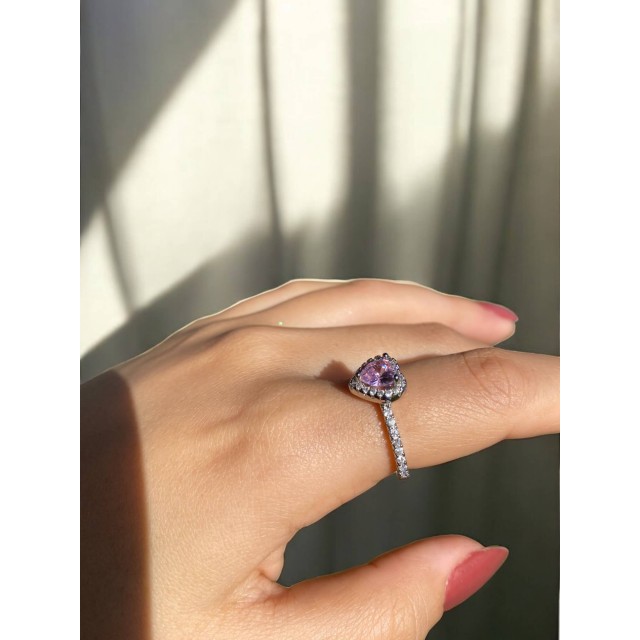 Pembe Kalpli Taşlı Kadın Zarif Yüzük