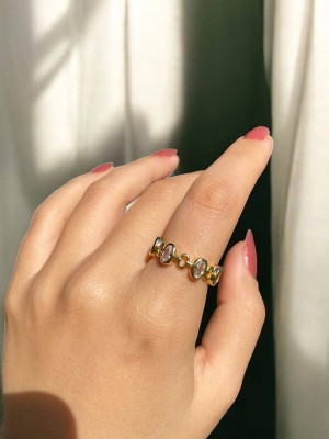 Yuvarlak Taşlı Kadın Zarif Yüzük