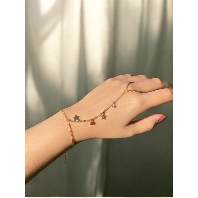 Yıldız Detaylı İnce Zincir Kadın Şahmeren Yıldız Detaylı İnce Zincir Kadın Şahmeren