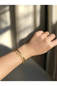 Yıldız Detaylı İtalyan Zincirli Çift Sıra Kadın Bileklik